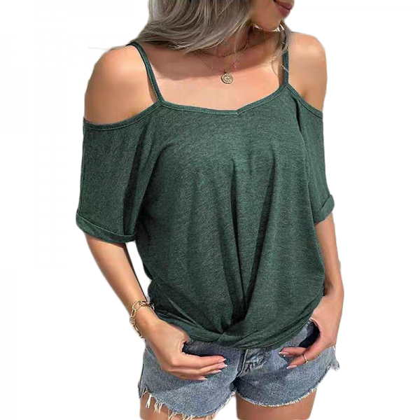 One collar double suspender loose T-shirt top