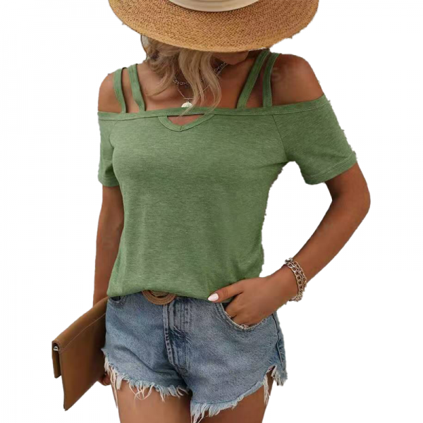 One collar double suspender loose T-shirt top
