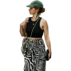 Spring and summer new printed solid color waist slimming and slightly flared loose pants