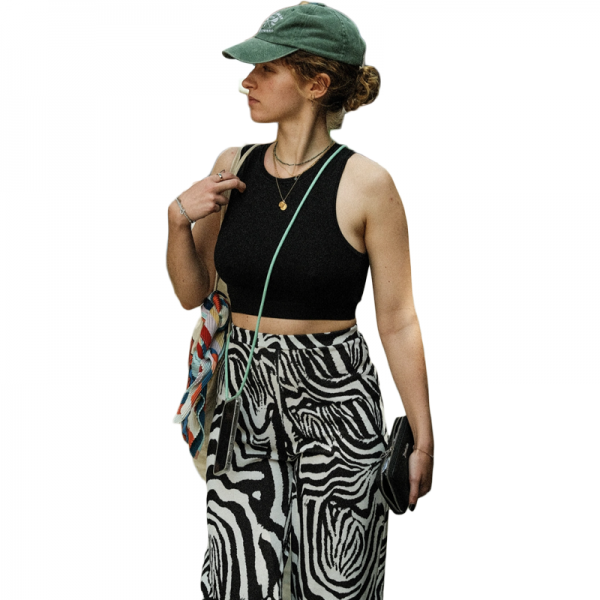 Spring and summer new printed solid color waist slimming and slightly flared loose pants