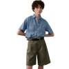 Retro V-neck short sleeved Tencel denim shirt