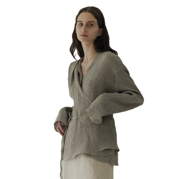 New Chinese style crepe cotton loose jacket, artistic cotton linen cardigan