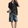 English letter printed denim shorts