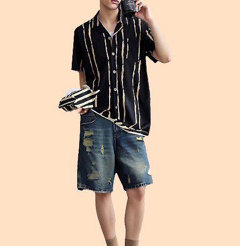 High street American retro brushed ripped jeans