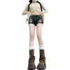 Wear through A-line denim shorts