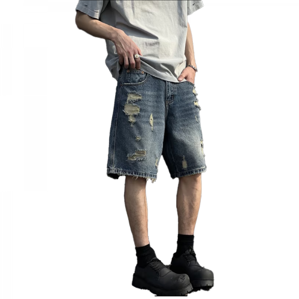 High street American retro brushed ripped jeans